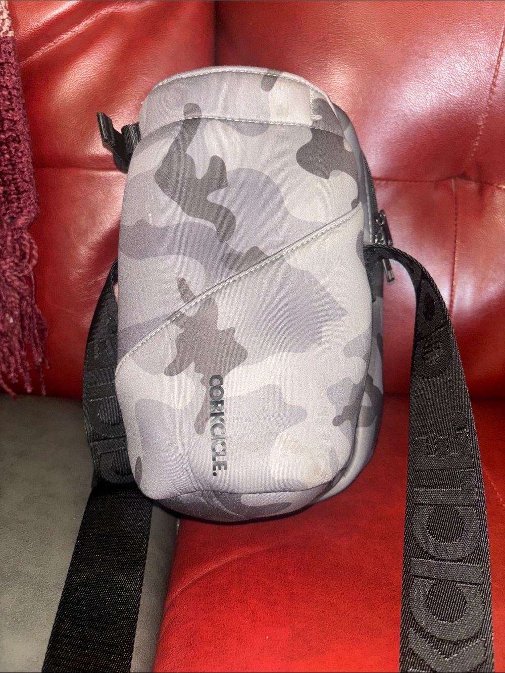 Corkcicle Gray Camo Crossbody Sling Bag